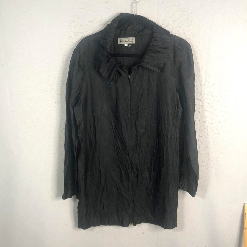 Marie Saint Pierre Jacket Womens Large Textured Zip Front Lightweight Designer